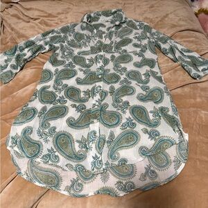 Dolma Cotton Paisley Button-Up Coverup Dress Women’s Medium